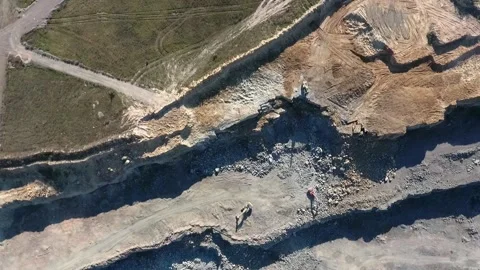 Work in quarry from the air Stock Footage 196954936