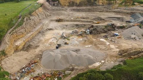 The work of the quarry for the extraction of crushed stone Stock Photos