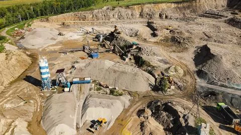 The work of the quarry for the extraction of crushed stone Stock Photos
