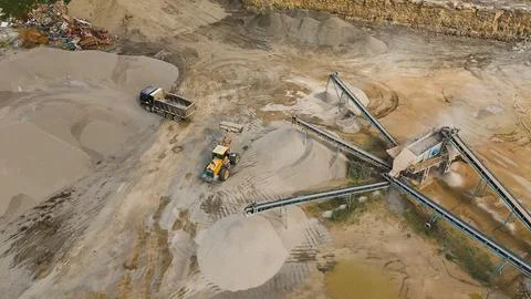 The work of the quarry for the extraction of crushed stone Stock Photos