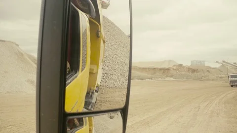 The work in the quarry shooting from the truck Stock Footage