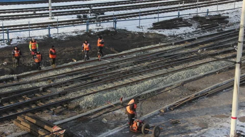 Work on the railway in 4K Video stock 44228424