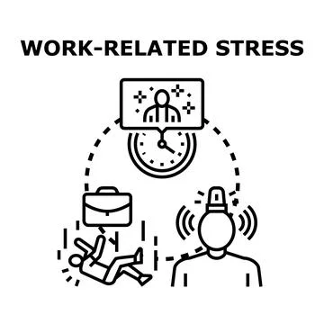 Work related stress causing employee burnout and fatigue problems 스톡 일러스트