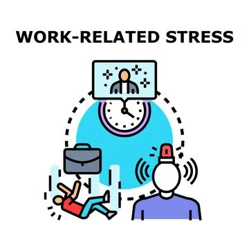 Work related stress causing employee burnout and fatigue problems Stock Illustration