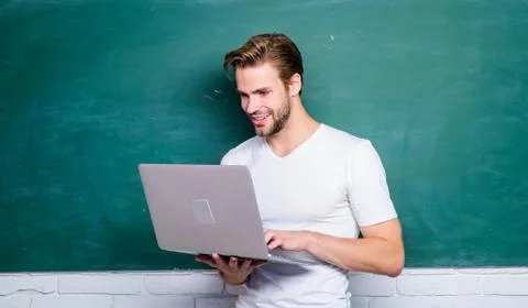Work on the remote. man use 4g internet to study. student man at e learning 스톡 사진