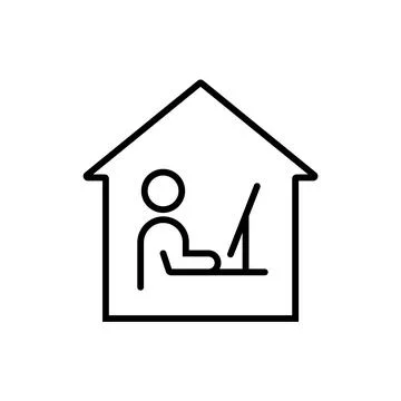 Work remote office desk icon. Work from home computer person workspace laptop Illustrazione stock
