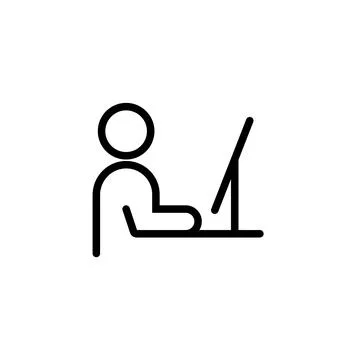 Work remote office desk icon. Work from home computer person workspace laptop Stock Illustration