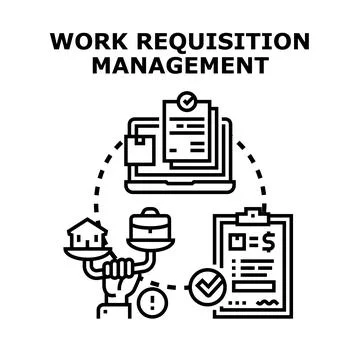 Work requisition management process and workflow concept Stock Illustration