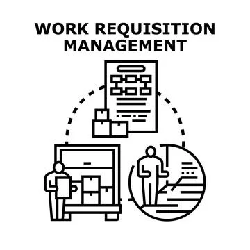 Work requisition management process planning logistics supply Stock Illustration