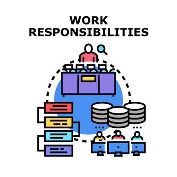 Work responsibilities concept managing tasks and business processes Stock Illustration