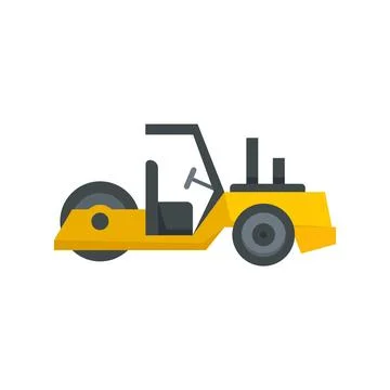 Work road roller icon flat isolated Illustrazione stock