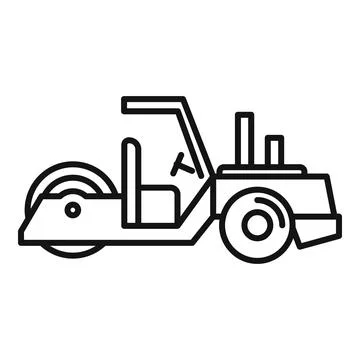 Work road roller icon, outline style Illustrazione stock