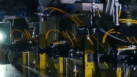 Work of robots on a production line Stock Footage 121188624