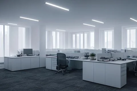 Work room Office 3D render Stock Illustration