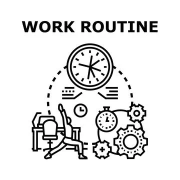Work routine concept with person stretching at desk Illustrazione stock