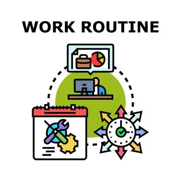 Work routine planning and daily schedule management concept Stock Illustration
