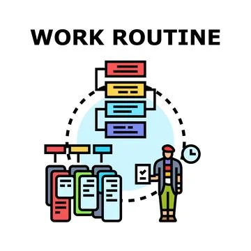 Work routine planning time management organization concept Stock Illustration
