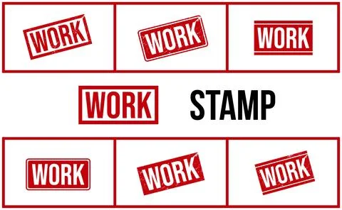 Work Rubber Stamp Set Vector Stock Illustration