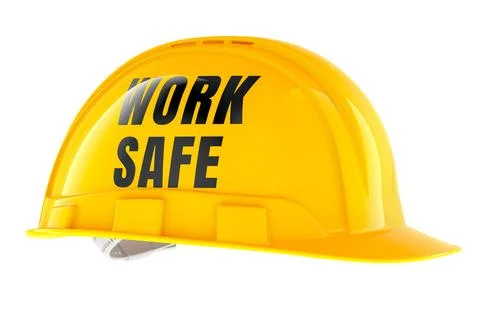 Work Safe, hard hat. 3D rendering Stock Illustration