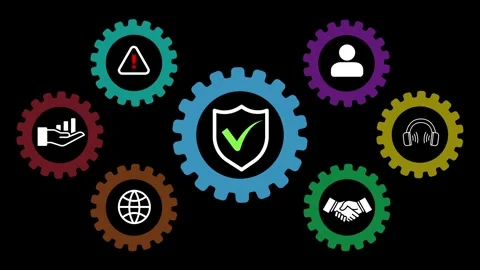 Work Safety and Compliance Concept on the black background. Work safety, co.. Stock Footage 340408283
