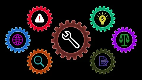 Work Safety and Compliance Concept on the black background. Work safety, co.. Vidéo 341516248