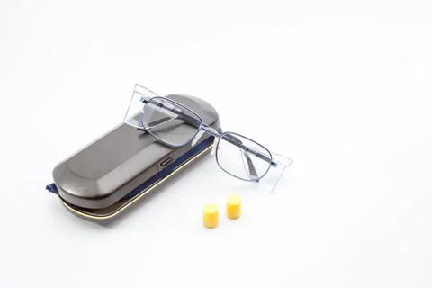 Work safety glasses with case Foto stock