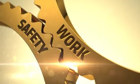 Work Safety on Golden Cogwheels Stock Illustration