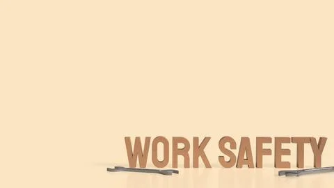 The work safety text and tool equipment  image 3d rendering Stock Illustration