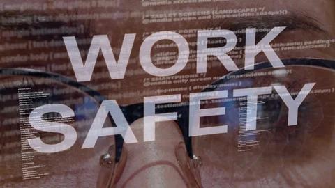 Work safety text on background of female developer Stock Footage 107394638