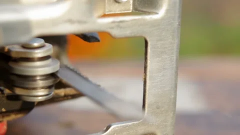 Work of a saw in an electrofret saw Stock Footage 95111814