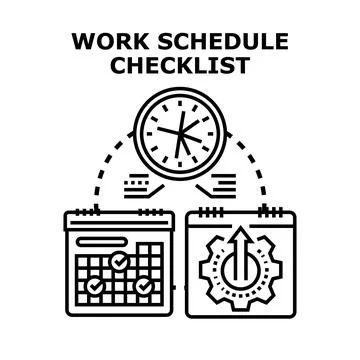 Work schedule checklist planning task management concept Stock Illustration