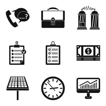 Work schedule icons set, simple style Stock-Illustration
