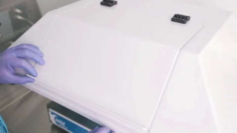 Work in scientific laboratory: control over the course of experiment Stock Footage 79649266