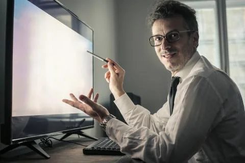 Work on the screen Stock Photos