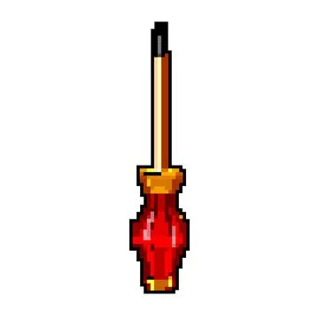 Work screwdriver tool game pixel art vector illustration Stock Illustration
