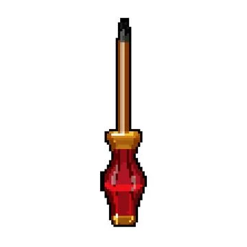 Work screwdriver tool pixel art vector illustration Stock Illustration