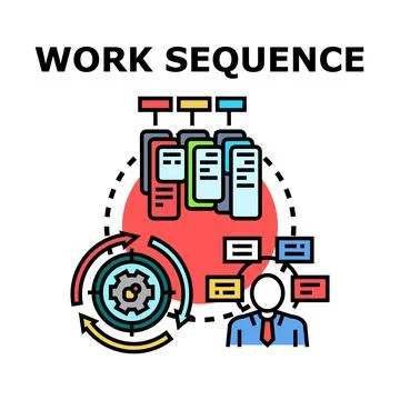 Work sequence process management and business strategy development イラスト素材