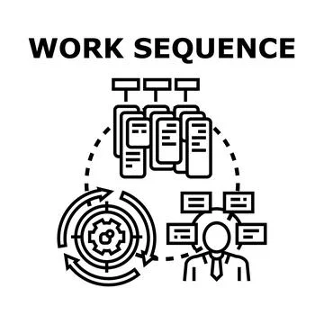 Work sequence process management and business strategy development イラスト素材