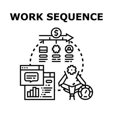 Work sequence process management development strategy Stock Illustration