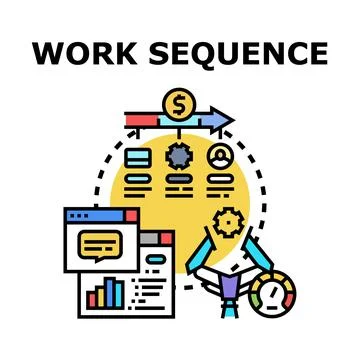 Work sequence process management development strategy Stock Illustration