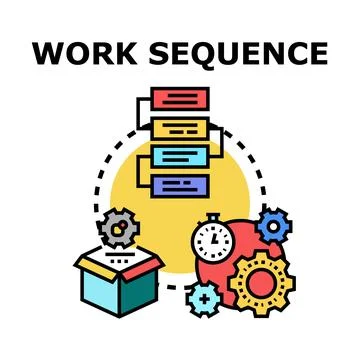 Work sequence process planning workflow automation concept Stock Illustration