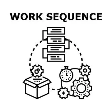 Work sequence process planning workflow automation concept Stock Illustration