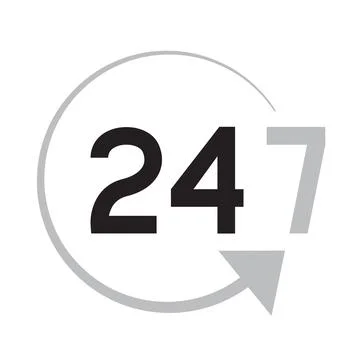 Work services 24 hours 7 days arrow sign symbol Stock Illustration