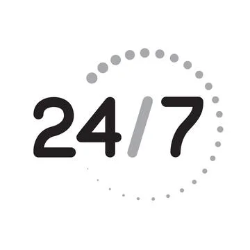 Work services 24 hours 7 days round sign symbol Stock Illustration