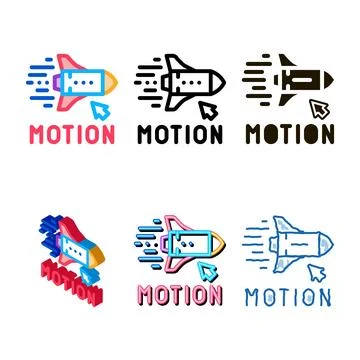 Work set with rocket objects in action icon vector outline Stockillustratie