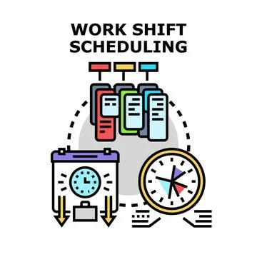 Work shift scheduling concept establishing effective employee management Stock Illustration