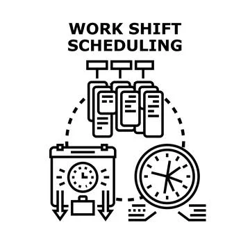 Work shift scheduling concept establishing effective employee management Stock Illustration