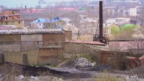 Work shop of a large old brick factory Stock Footage 105731575