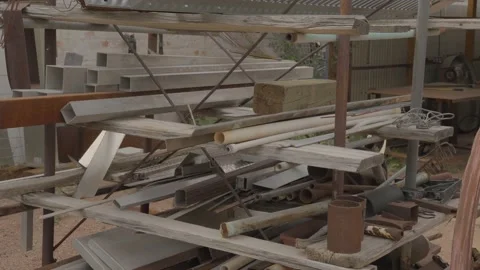Work shop metal worker raw supplies Stock Footage 218473448