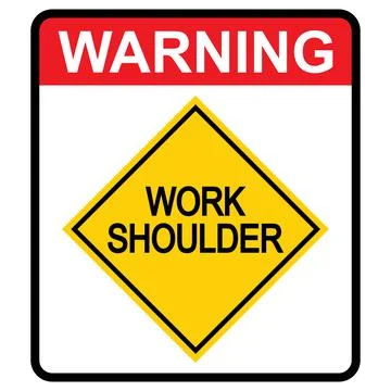 Work shoulder Road danger car icon, traffic street caution sign, roadsign vec Stock Illustration